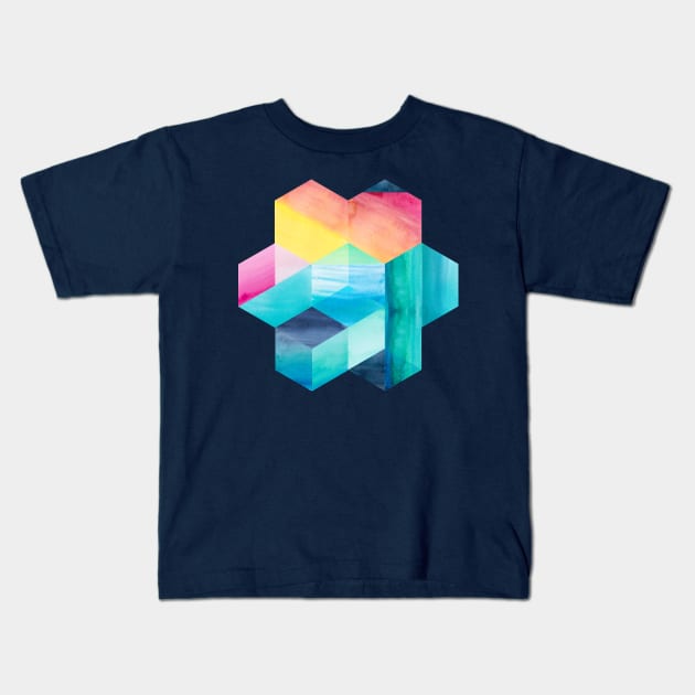 Hexagon Colorblock Kids T-Shirt by Gingerlique